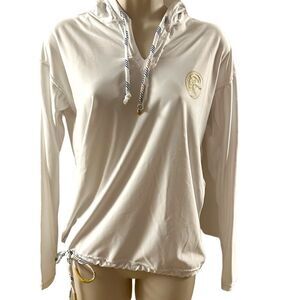 O’Neill ~ Women’s White Long Sleeved Top ~ Loose Fit ~Contrasting tie and hoodie
